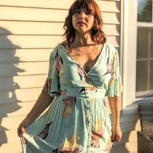 Altar'd State Cerulean Floral Maxi Dress